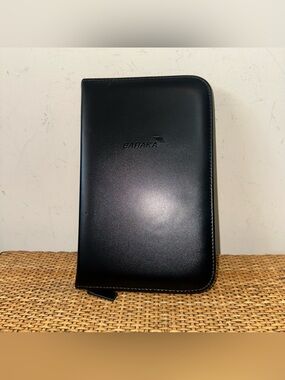 Baraka Jewelry Display Case Full Zip Black Leather Inside Dividers Hard Case